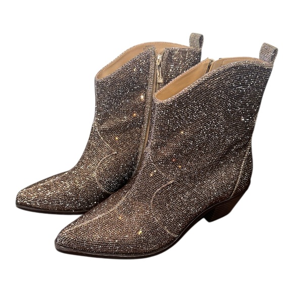 Jessica Simpson Shoes - Jessica Simpson Oviedo Gold Bronze Rhinestone Western Booties Size 8.5